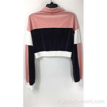 Roze cropped veletjack voor dames